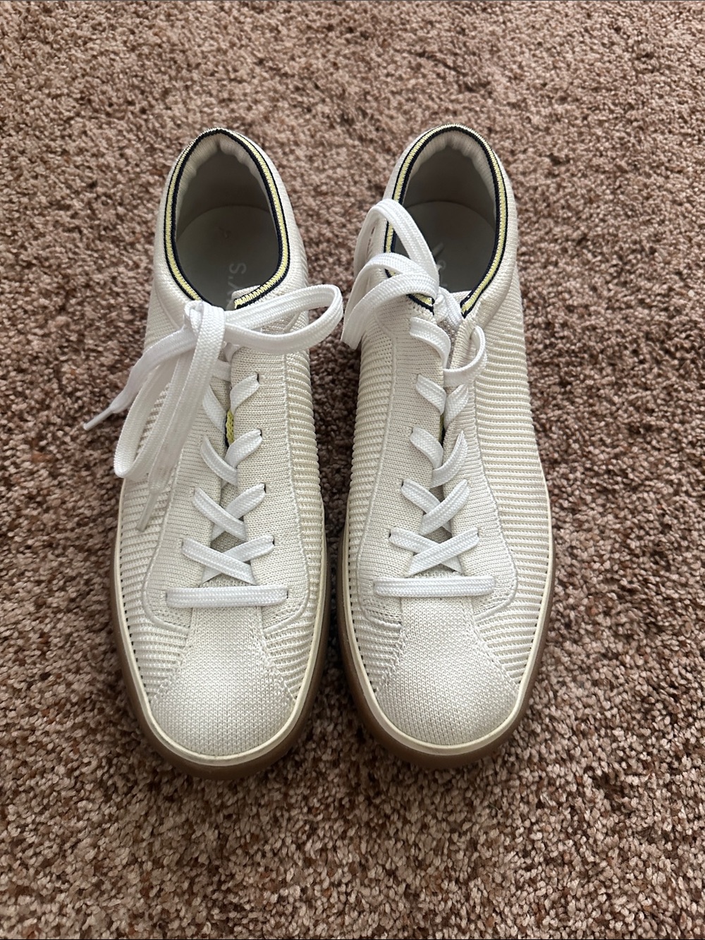 Women’s White Knit Lace-Up Sneakers